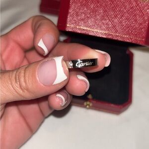 Cartier Black and Silver Ring with Diamond Detail